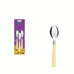 CONJUNTO DE COLHERES PARA CHÁ TRAMONTINA NEW KOLOR COM LÂMINAS EM AÇO INOX E CABOS DE POLIPROPILENO CREME 3 PEÇAS