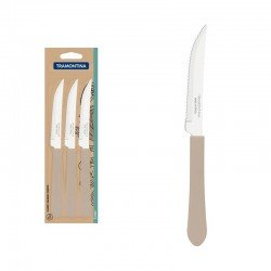 CONJUNTO DE FACAS PARA CHURRASCO TRAMONTINA LEME COM LÂMINAS EM AÇO INOX E CABOS DE POLIPROPILENO CINZA 3 PEÇAS