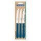 CONJUNTO DE FACAS PARA CHURRASCO TRAMONTINA LEME COM LÂMINAS EM AÇO INOX E CABOS DE POLIPROPILENO AZUL OCEANO 3 PEÇAS