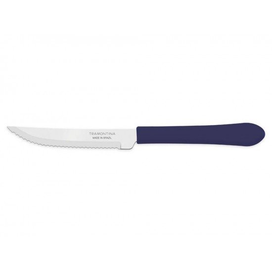 FACA PARA CHURRASCO 4 LEME AZUL LAMINA DE ACO INOX E CABO DE POLIPROPILENO TRAMONTINA