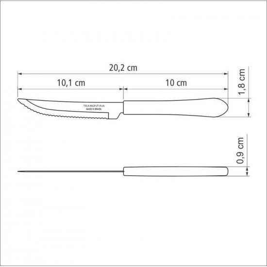 FACA PARA CHURRASCO TRAMONTINA LEME COM LÂMINA EM AÇO INOX E CABO DE POLIPROPILENO CINZA 4