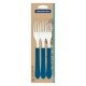 CONJUNTO DE GARFOS DE MESA TRAMONTINA LEME COM LÂMINAS EM AÇO INOX E CABOS DE POLIPROPILENO AZUL OCEANO 3 PEÇAS
