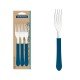 CONJUNTO DE GARFOS DE MESA TRAMONTINA LEME COM LÂMINAS EM AÇO INOX E CABOS DE POLIPROPILENO AZUL OCEANO 3 PEÇAS