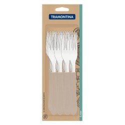 CONJUNTO DE GARFOS DE MESA TRAMONTINA LEME COM LÂMINAS EM AÇO INOX E CABOS DE POLIPROPILENO CINZA 12 PEÇAS