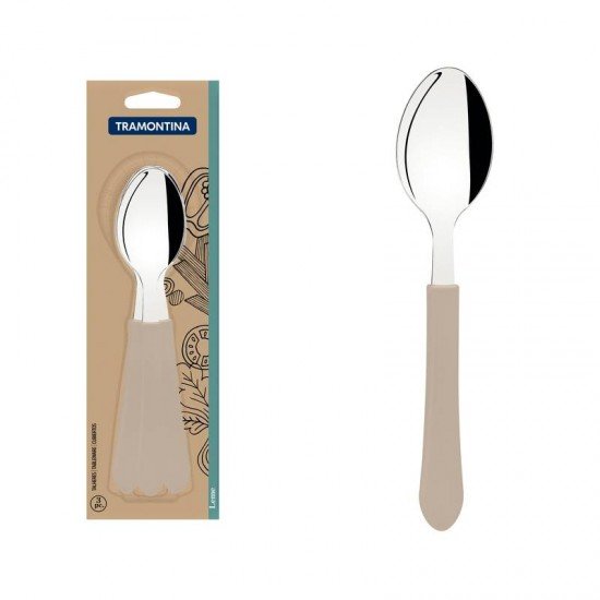 CONJUNTO DE COLHERES DE MESA TRAMONTINA LEME COM LÂMINAS EM AÇO INOX E CABOS DE POLIPROPILENO CINZA 3 PEÇAS