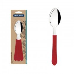 CONJUNTO DE COLHERES DE MESA TRAMONTINA LEME COM LÂMINAS EM AÇO INOX E CABOS DE POLIPROPILENO VERMELHO 3 PEÇAS