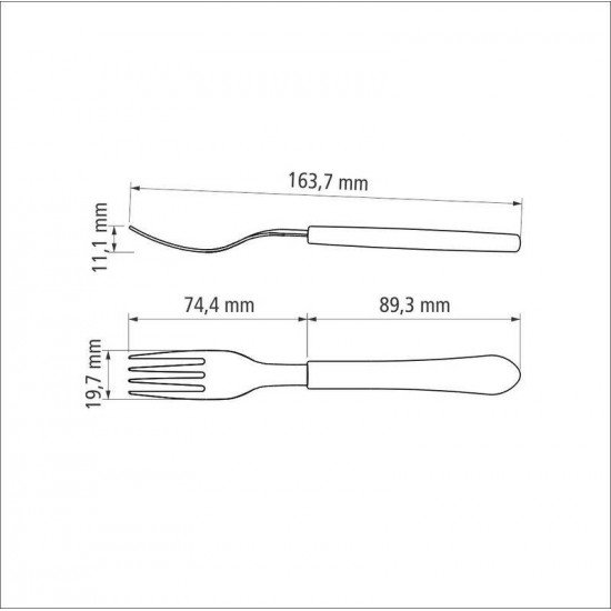 GARFO DE SOBREMESA TRAMONTINA LEME COM LÂMINA EM AÇO INOX E CABO DE POLIPROPILENO CINZA