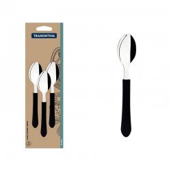 CONJUNTO DE COLHERES PARA CHÁ TRAMONTINA LEME COM LÂMINAS EM AÇO INOX E CABOS DE POLIPROPILENO PRETO 3 PEÇAS