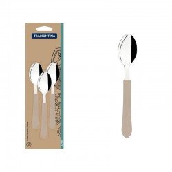 CONJUNTO DE COLHERES DE CHÁ TRAMONTINA LEME COM LÂMINAS EM AÇO INOX E CABOS DE POLIPROPILENO CINZA 3 PEÇAS