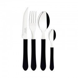 FAQUEIRO TRAMONTINA LEME COM LÂMINAS EM AÇO INOX E CABOS DE POLIPROPILENO PRETO 16 PEÇAS