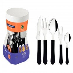 FAQUEIRO EM AÇO INOX E CABOS PRETO 20 PEÇAS TRAMONTINA