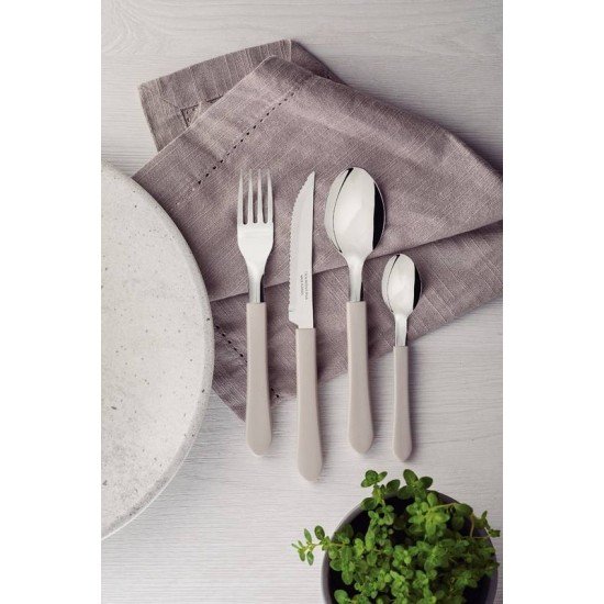 FAQUEIRO TRAMONTINA LEME COM LÂMINAS EM AÇO INOX E CABOS DE POLIPROPILENO CINZA 12 PEÇAS