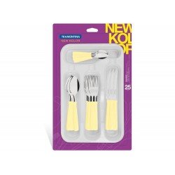 FAQUEIRO 25 PCS NEW KOLOR CREME SORTIDOS COM LAMINAS DE ACO INOX E CABOS DE POLIPROPILENO TRAMONTINA