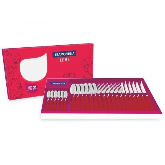 FAQUEIRO 24 PEÇAS LEME VERMELHO SORTIDOS COM LAMINAS DE ACO INOX E CABOS DE POLIPROPILENO TRAMONTINA