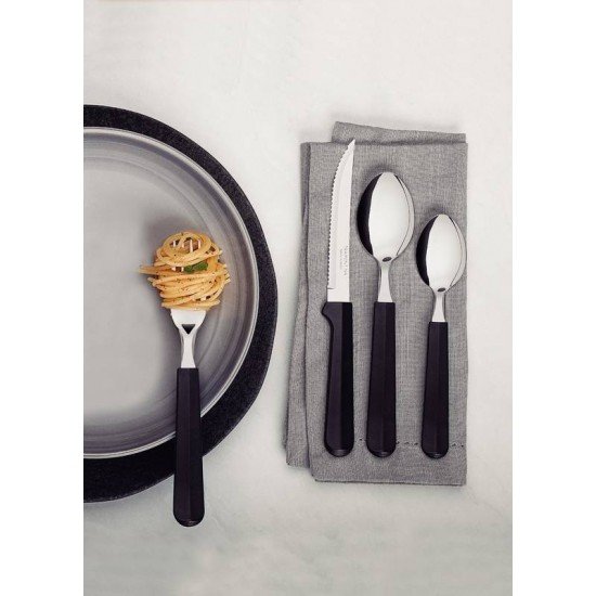 FAQUEIRO TRAMONTINA TULUM COM LÂMINAS EM AÇO INOX E CABOS DE POLIPROPILENO PRETO 24 PEÇAS