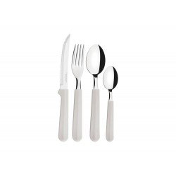 FAQUEIRO OFF WHITE EM AÇO INOX E CABO POLIPRO COM FACAS P CHUR COM ACESS MULTIUSO 27 PC TRAMONTINA