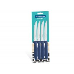 CONJUNTO FACAS CHURRASCO 12 PCS IPANEMA AZUL LAMINAS DE ACO INOX E CABOS DE POLIPROPILENO TRAMONTINA