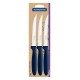 CONJUNTO DE FACAS PARA CHURRASCO TRAMONTINA IPANEMA COM LÂMINAS EM AÇO INOX E CABOS DE POLIPROPILENO AZUL 3 PEÇAS