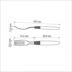 GARFO PARA SOBREMESA TRAMONTINA IPANEMA COM LÂMINA EM AÇO INOX E CABO DE POLIPROPILENO VERMELHO