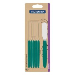 CONJUNTO DE GARFOS PETISCOS IPANEMA LAMINAS AÇO INOX CABOS DE POLIPROPILENO COLORIDO 6 PC TRAMONTINA