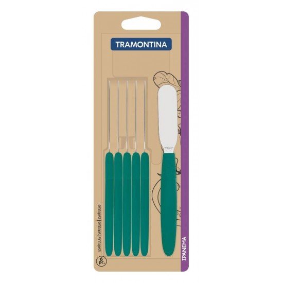 CONJUNTO DE GARFOS PETISCOS IPANEMA LAMINAS AÇO INOX CABOS DE POLIPROPILENO COLORIDO 6 PC TRAMONTINA