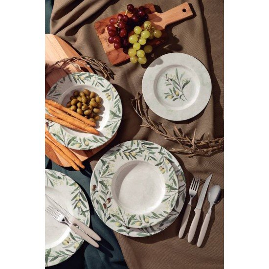 FAQUEIRO TRAMONTINA IPANEMA COM LÂMINAS EM AÇO INOX E CABOS DE POLIPROPILENO CINZA COM POTE PLÁSTICO 24 PEÇAS