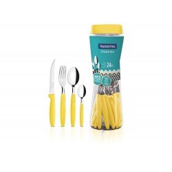 FAQUEIRO 24 PCS IPANEMA AMARELO SORTIDOS COM LAMINAS DE ACO INOX E CABOS DE POLIPROPILENO TRAMONTINA