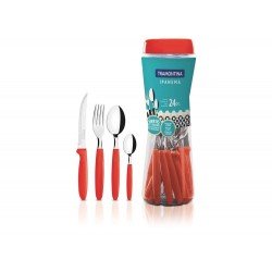 FAQUEIRO 24 PC IPANEMA VERMELHO SORTIDOS COM LAMINAS DE ACO INOX E CABOS DE POLIPRO TRAMONTINA