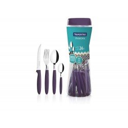 FAQUEIRO 24 PEÇAS IPANEMA LILAS SORTIDOS COM LAMINAS DE ACO INOX E CABOS DE POLIPROPILENO TRAMONTINA