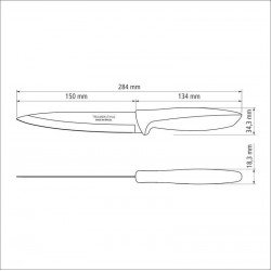 FACA UTILITY 6 PLENUS PRETO - LAMINA DE ACO INOX E CABO DE POLIPROPILENO