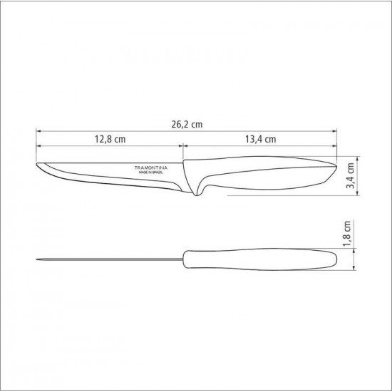 FACA PARA DESOSSAR 5 PLENUS CINZA - LAMINA DE ACO INOX E CABO DE POLIPROPILENO
