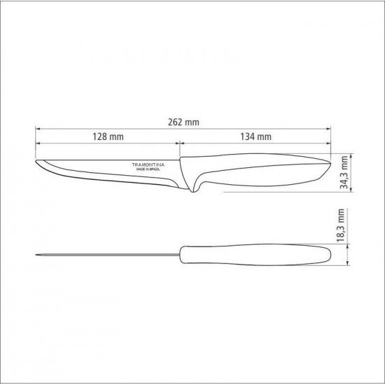 FACA PARA DESOSSAR 5 PLENUS CINZA - LAMINA DE ACO INOX E CABO DE POLIPROPILENO