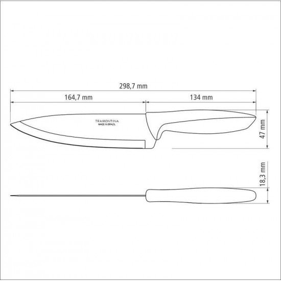 FACA CHEF 7 PLENUS PRETO - LAMINA DE ACO INOX E CABO DE POLIPROPILENO