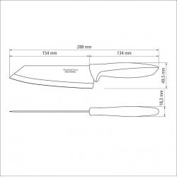 FACA PARA FATIAR E PICAR 6 PLENUS CINZA - LAMINA DE ACO INOX E CABO DE POLIPROPILENO