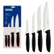 JOGO DE FACAS TRAMONTINA PLENUS COM LÂMINAS EM AÇO INOX E CABOS DE POLIPROPILENO PRETO 04 PEÇAS