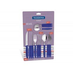 FAQUEIRO 16 PEÇAS PLENUS AZUL SORTIDOS COM LAMINAS DE ACO INOX E CABOS DE POLIPROPILENO TRAMONTINA