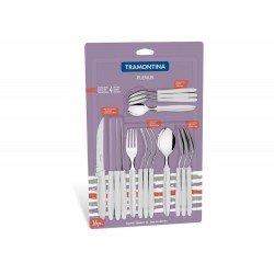 FAQUEIRO 16 PEÇAS PLENUS OFF WHITE SORTIDOS COM LAMINAS ACO INOX E CABOS POLIPROPILENO TRAMONTINA