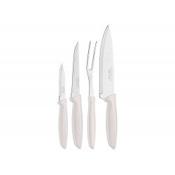 JOGO DE FACAS 4 PCS PLENUS OFF WHITE SORTIDOS COM LAMINAS ACO INOX E CABOS POLIPROPILENO TRAMONTINA