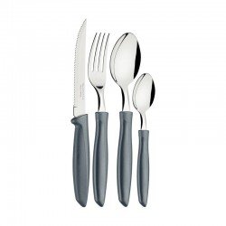 FAQUEIRO TRAMONTINA PLENUS COM LÂMINAS EM AÇO INOX E CABOS DE POLIPROPILENO CINZA COM GAVETEIRO 25 PEÇAS