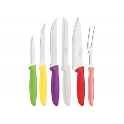 JOGO DE FACAS PLENUS 6 PEÇAS MISTO SORTIDOS COM LAMINAS ACO INOX E CABOS POLIPROPILENO TRAMONTINA