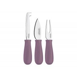 JOGO P QUEIJOS TRAMONTINA HARMONIZA COM LÂMINAS EM AÇO INOX E CABOS DE POLIPRO LILÁS 3 PC TRAMONTINA