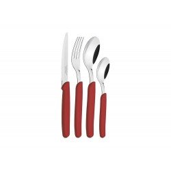 FAQUEIRO 16 PEÇAS CARMEL CARMIM/MEDIO SORTIDOS COM LAMINAS ACO INOX E CABOS POLIPROPILENO TRAMONTINA