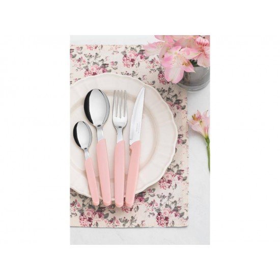 FAQUEIRO 16 PEÇAS CARMEL CARMIM/CLARO SORTIDOS COM LAMINAS ACO INOX E CABOS POLIPROPILENO TRAMONTINA