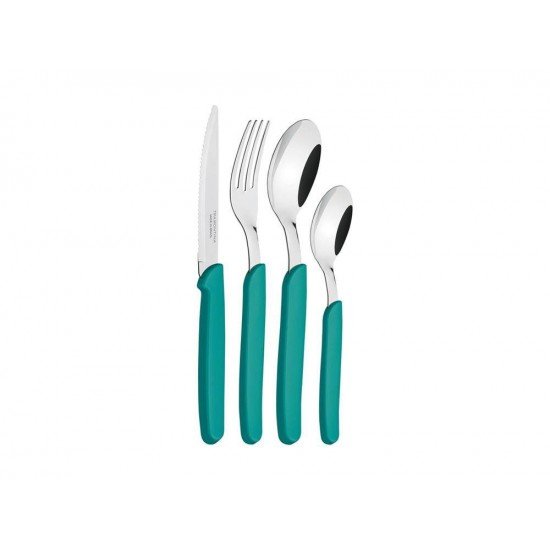 FAQUEIRO 24 PCS CARMEL TURQUESA/MEDIO SORTIDOS COM LAMINAS ACO INOX E CABOS POLIPROPILENO TRAMONTINA