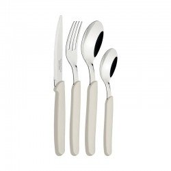 FAQUEIRO TRAMONTINA CARMEL COM LÂMINAS EM AÇO INOX E CABOS DE POLIPROPILENO NATURAL CLARO 25 PEÇAS