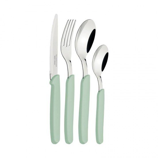 FAQUEIRO TRAMONTINA CARMEL COM LÂMINAS EM AÇO INOX E CABOS DE POLIPROPILENO TURQUESA CLARO 25 PEÇAS