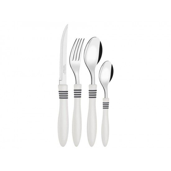 DISPLAY 240 PEÇAS TALHER COR E COR OFF WHITE SORTIDOS LAMINAS ACO INOX CABO POLIPROPILENO TRAMONTINA