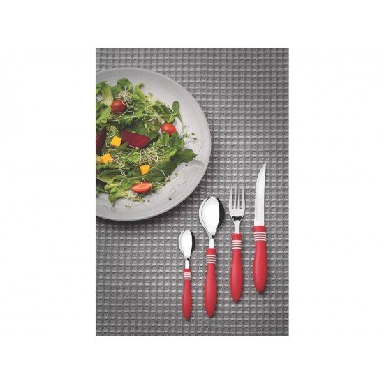 FAQUEIRO 24PC COR E COR VERMELHO  SORTIDOS COM LAMINAS DE ACO INOX E CABO DE POLIPRO TRAMONTINA