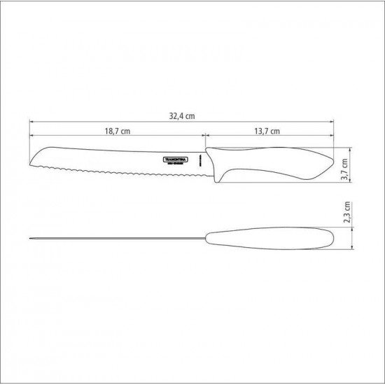 FACA PARA PÃO TRAMONTINA AFFILATA COM LÂMINA EM AÇO INOX E CABO DE POLIPROPILENO PRETO 8
