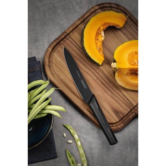 FACA UTILITY TRAMONTINA NYGMA COM LÂMINA EM AÇO INOX E CABO DE POLIPROPILENO TEXTURIZADO PRETO 6